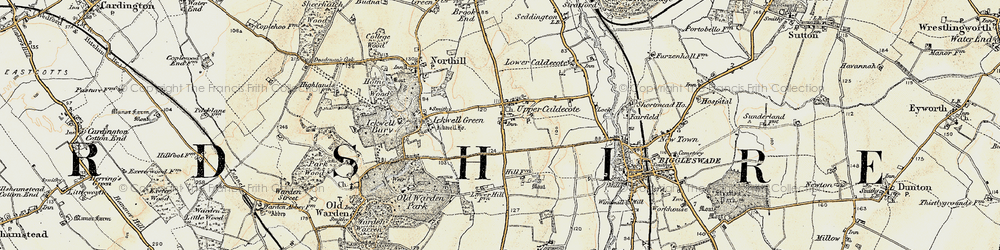 Old map of Upper Caldecote in 1898-1901