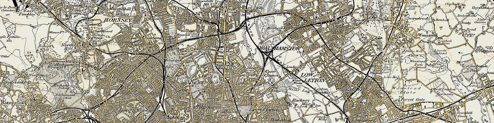 Old map of Upper Clapton in 1897-1898