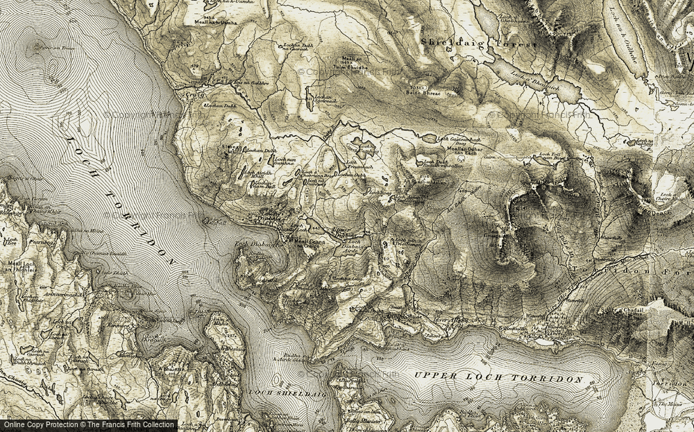 Old Map of Upper Diabaig, 1908-1909 in 1908-1909