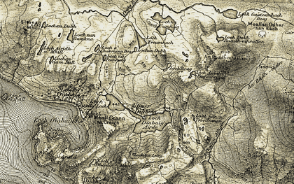 Old map of An Ruadh-Mheallan in 1908-1909
