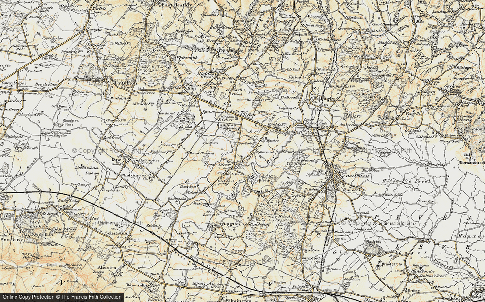Old Map of Historic Map covering Michelham Priory in 1898