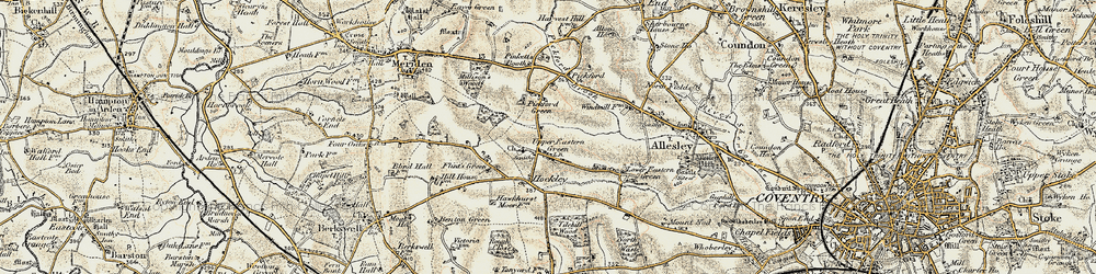 Old map of Upper Eastern Green in 1901-1902