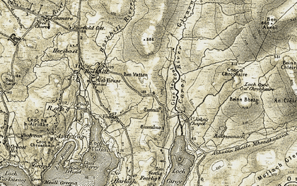 Old map of Ben Vatten in 1908-1909