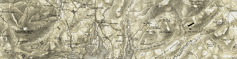 Old map of Upper Feorlig in 1908-1909