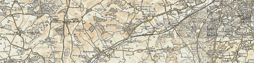 Old map of Yarnhams in 1897-1909