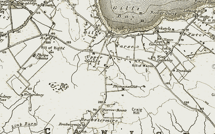 Old map of Brabstermire Ho in 1911-1912