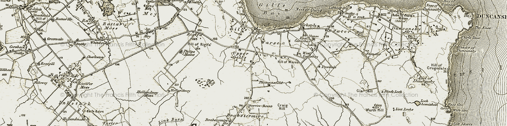 Old map of Brabster in 1911-1912
