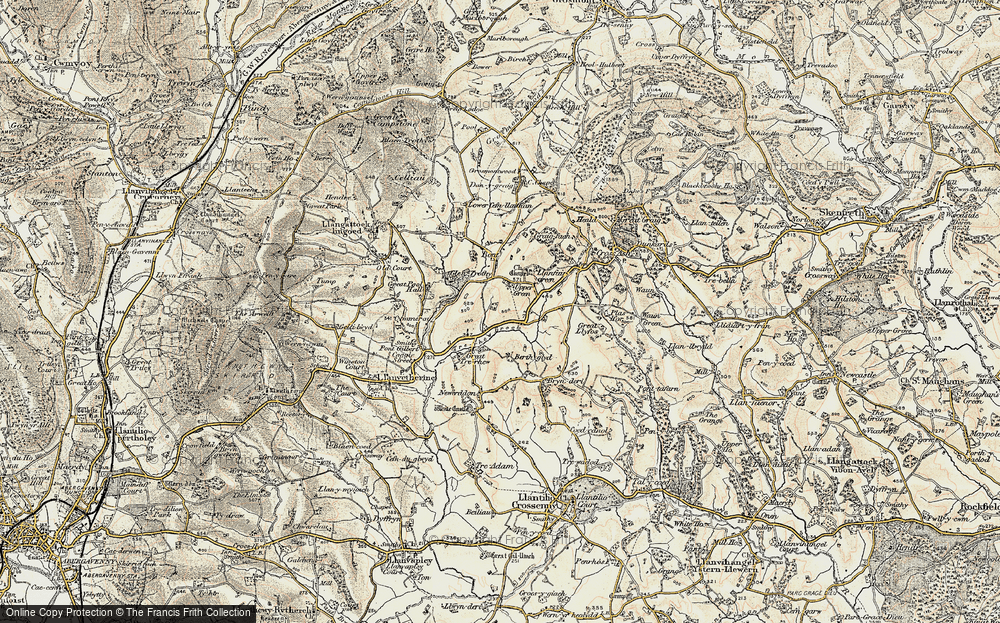 Old Map of Historic Map covering Brynderi in 1899-1900