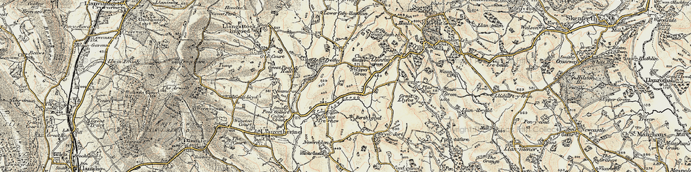 Old map of Brynderi in 1899-1900