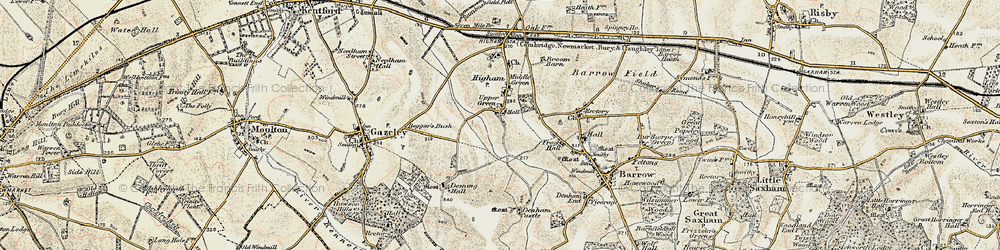 Old map of Upper Green in 1899-1901
