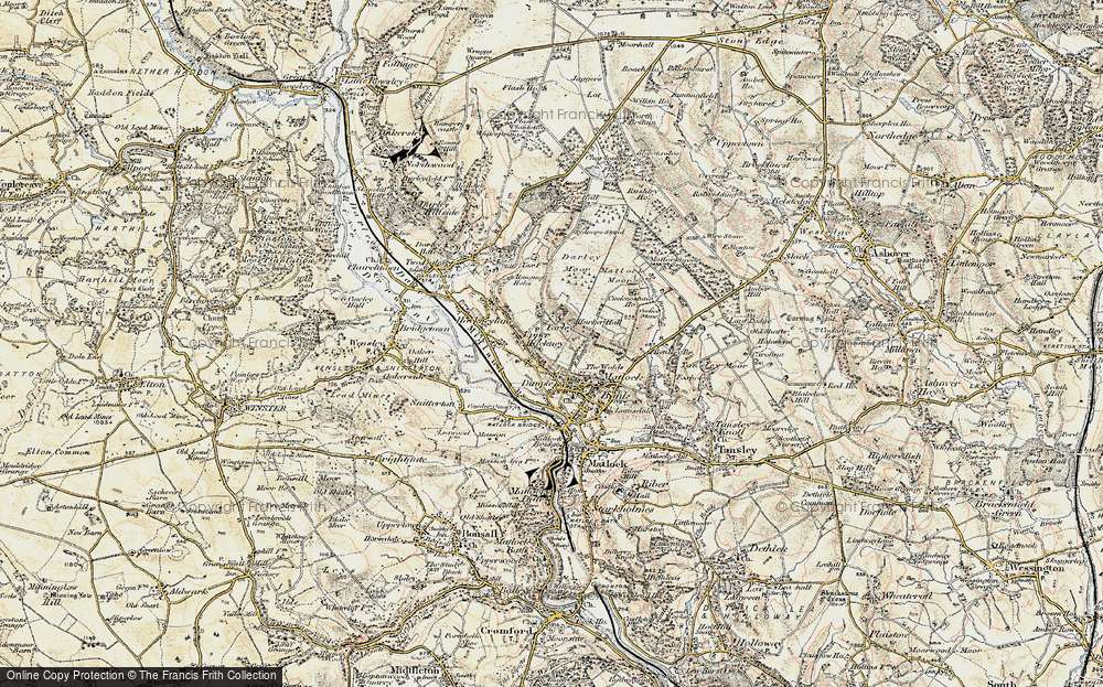 Old Map of Historic Map covering Matlock Moor in 1902-1903