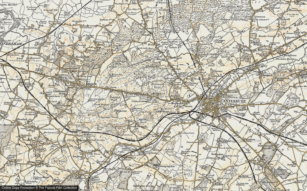 Old Map of Historic Map covering Bigbury in 1898-1899
