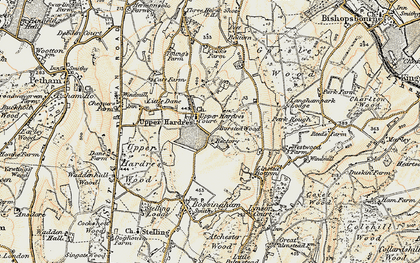 Old map of Upper Hardres Court in 1898-1899