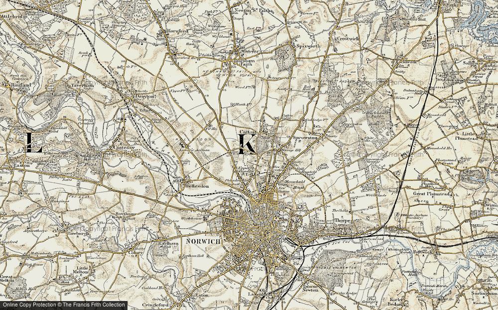 Old Map of Upper Hellesdon, 1901-1902 in 1901-1902