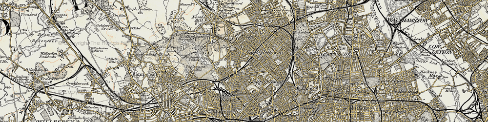 Old map of Upper Holloway in 1897-1898