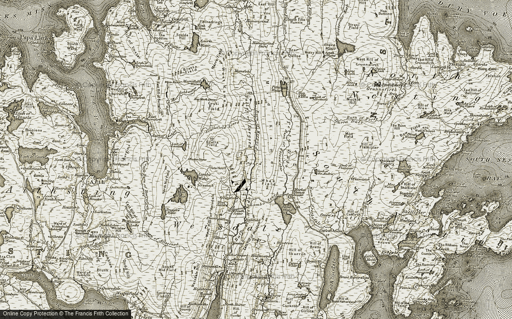 Old Map of Historic Map covering Butter Stone in 1911-1912