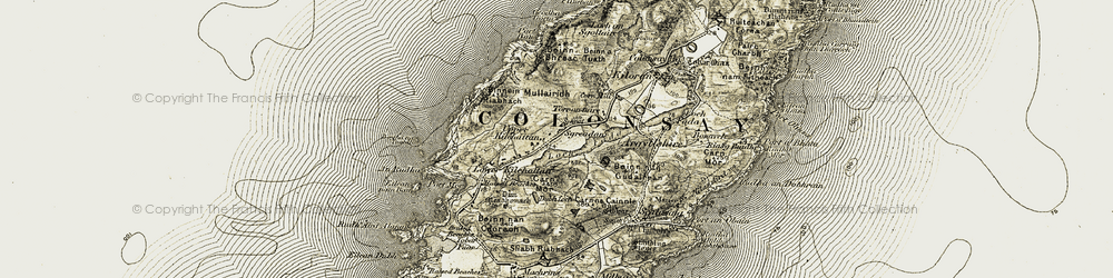 Old map of Binnein Riabhach in 1906-1907