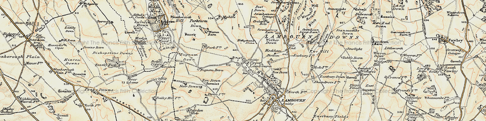 Old map of Wormhill Bottom in 1897-1900