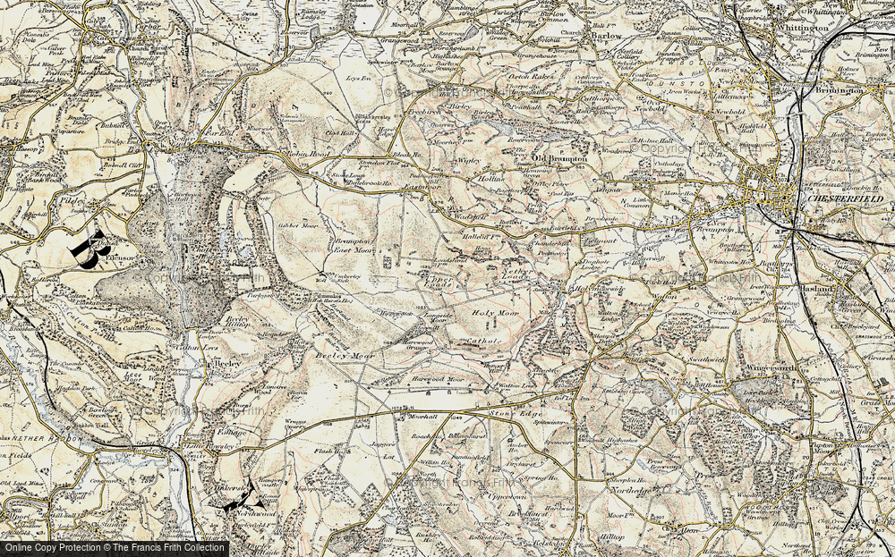 Old Map of Historic Map covering Beeley Moor in 1902-1903