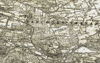 Old map of Upper Lochton in 1908-1909