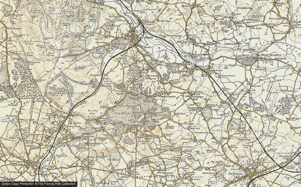 Old Map of Historic Map covering Brereton Hayes Wood in 1902