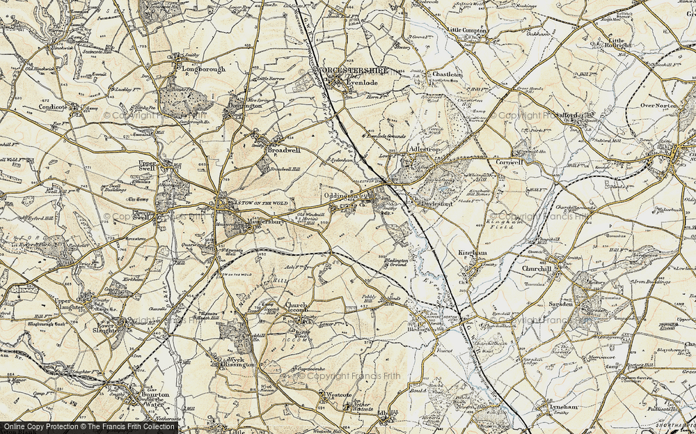 Old Map of Upper Oddington, 1898-1899 in 1898-1899