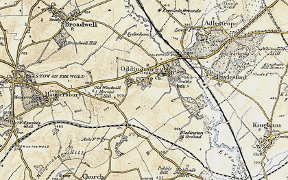 Old map of Upper Oddington in 1898-1899