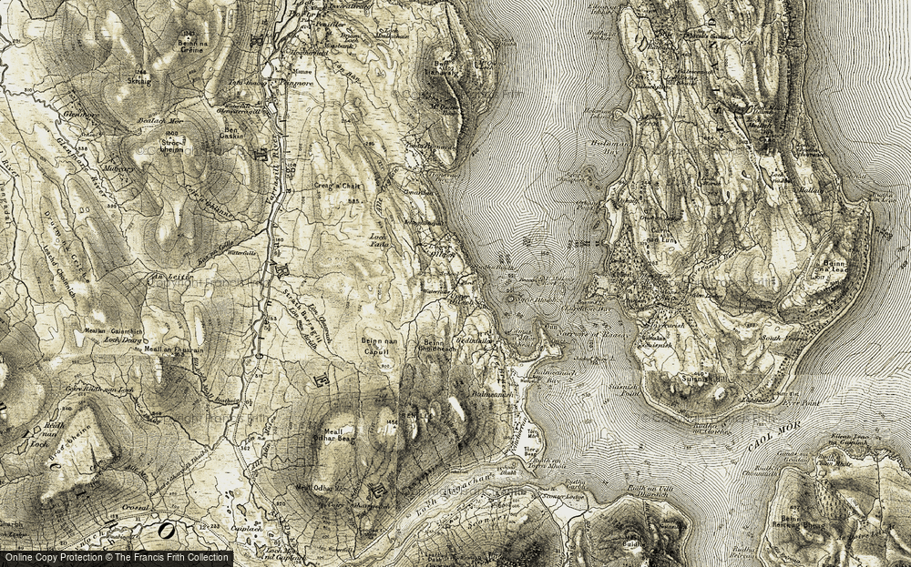 Old Map of Historic Map covering Beinn nan Capull in 1908-1909