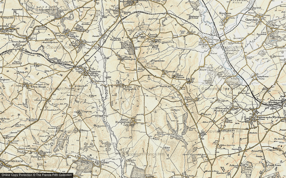 Old Map of Upper Rissington, 1898-1899 in 1898-1899