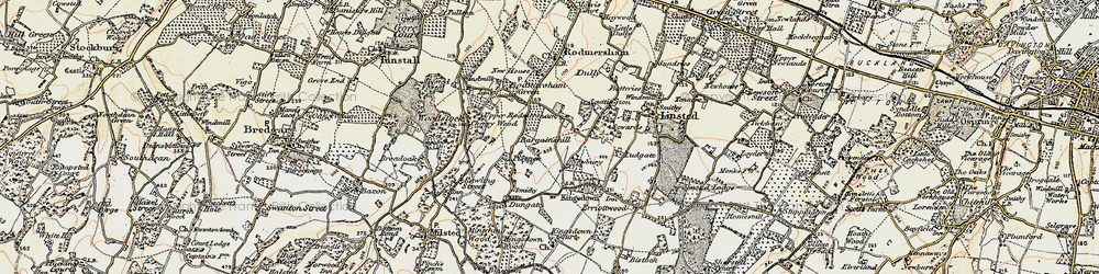 Old map of Upper Rodmersham in 1897-1898