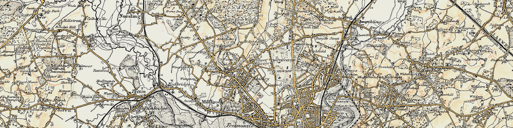 Old map of Upper Shirley in 1897-1909