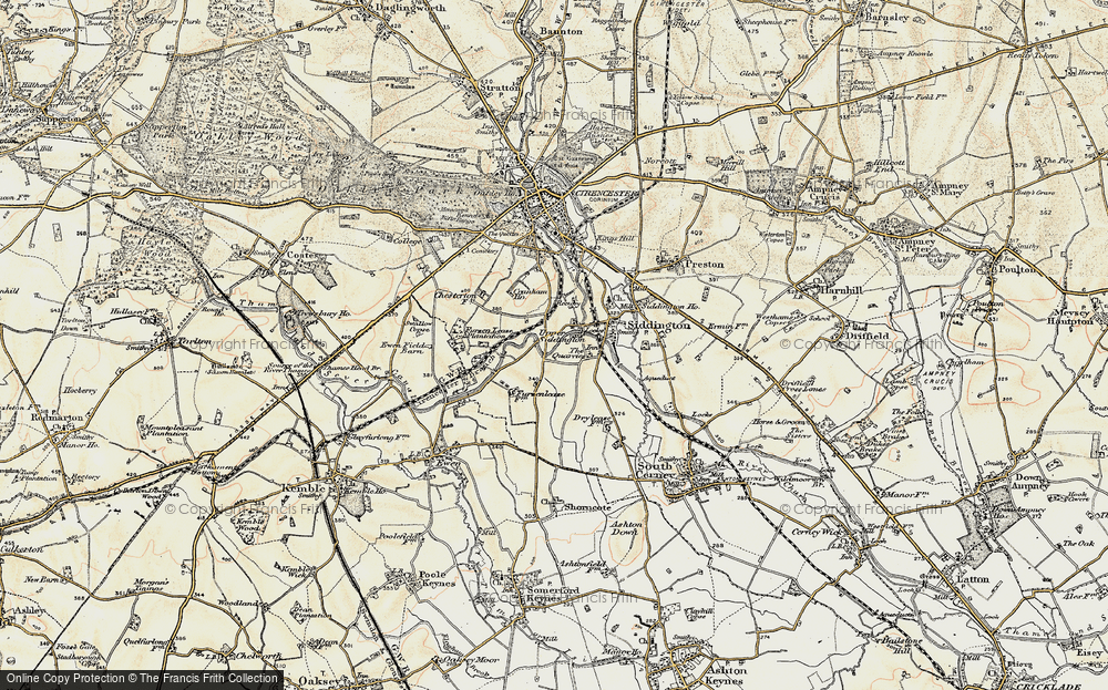 Old Map of Upper Siddington, 1898-1899 in 1898-1899