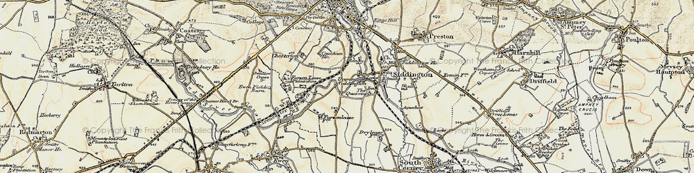 Old map of Upper Siddington in 1898-1899