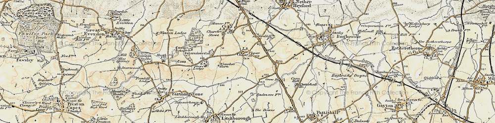 Old map of Upper Stowe in 1898-1901