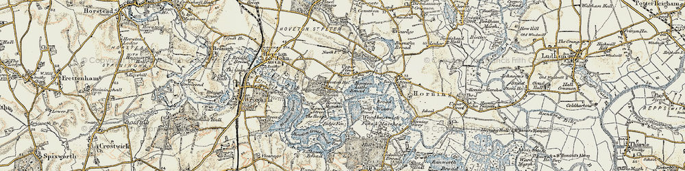 Old map of Wroxham Broad in 1901-1902
