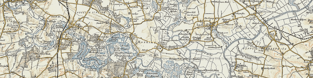 Old map of Bure Marshes in 1901-1902
