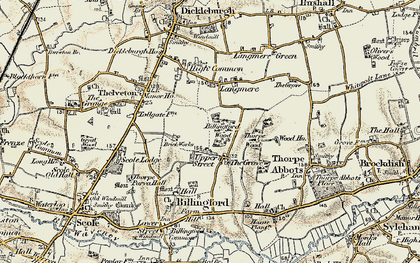 Old map of Langmere in 1901-1902