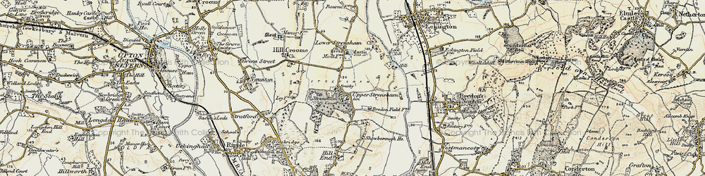 Old map of Upper Strensham in 1899-1901