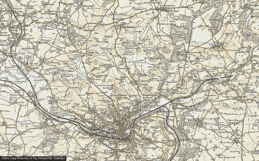 Old Map of Historic Map covering Charmy Down in 1899