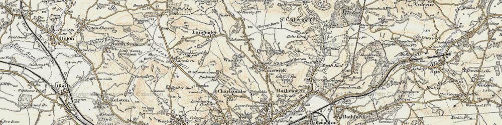 Old map of Charmy Down in 1899