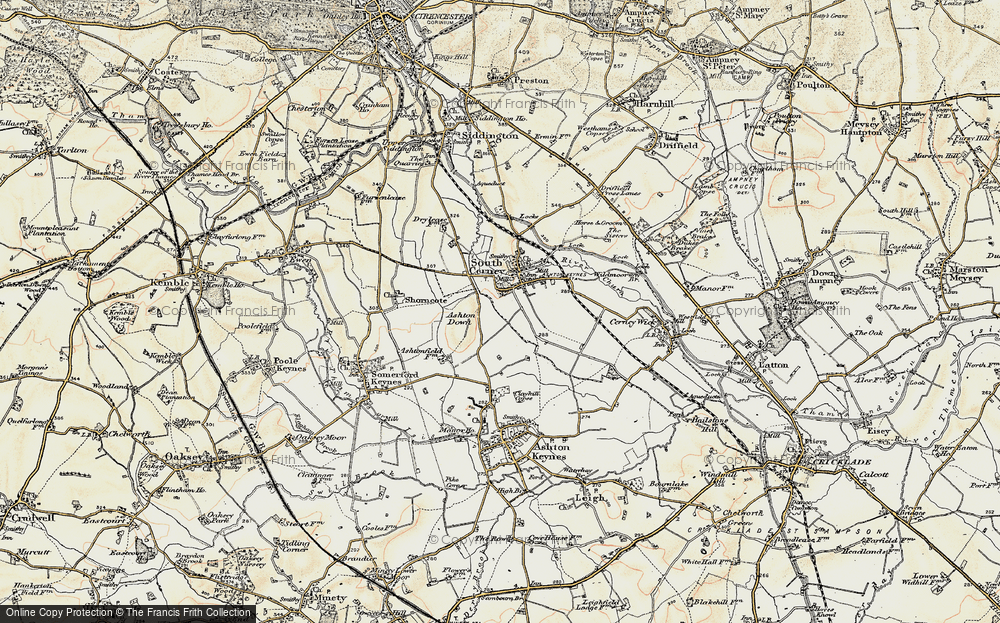 Old Map of Historic Map covering Cotswold Water Park in 1898-1899