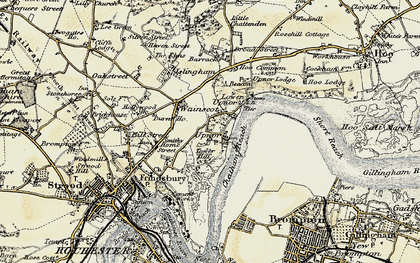 Old map of Upper Upnor in 1897-1898