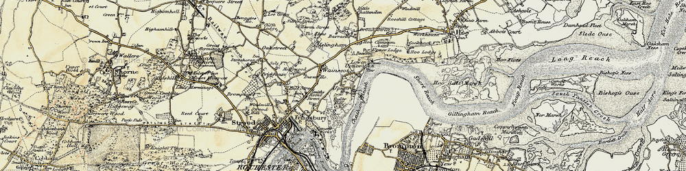 Old map of Upper Upnor in 1897-1898
