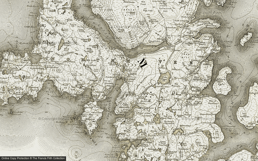 Old Map of Upper Urafirth, 1912 in 1912