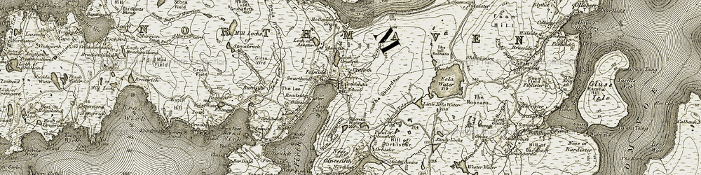 Old map of Upper Urafirth in 1912