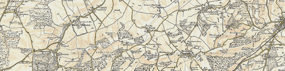 Old map of Wield Wood in 1897-1900