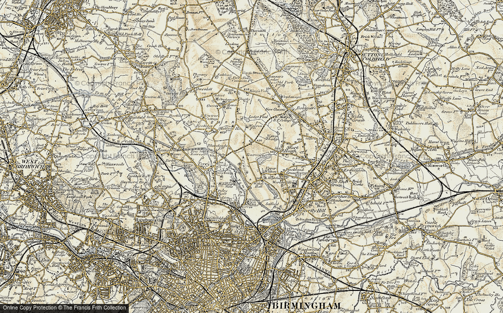 Old Map of Historic Map covering Witton Lakes in 1902