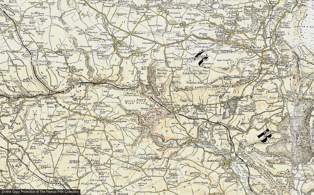 Old Map of Historic Map covering Monsal Dale in 1902-1903