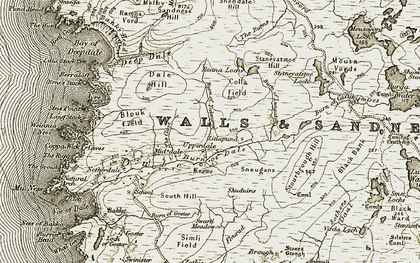 Old map of Burn of Lungatou in 1911-1912