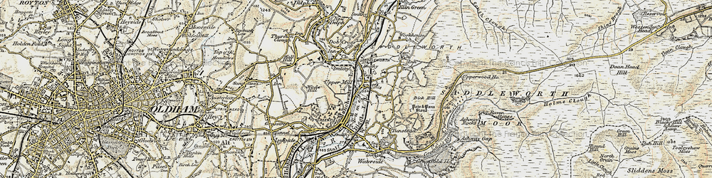 Old map of Uppermill in 1903